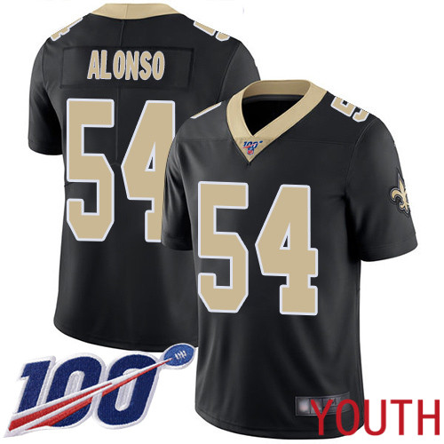 New Orleans Saints Limited Black Youth Kiko Alonso Home Jersey NFL Football 54 100th Season Vapor Untouchable Jersey